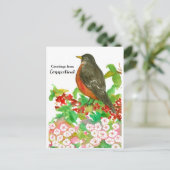 コネチカット州アメリカンロビンからの挨拶 ポストカード (スタンド正面)