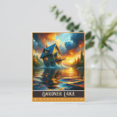 コネチカット州ガードナー湖 |ヴィンテージ絵画ー ポストカード (スタンド正面)