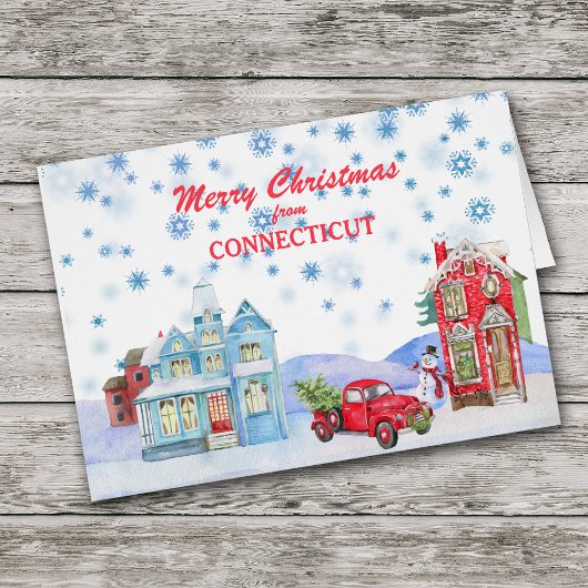 コネチカット州クリスマスカードからのスノーウィービレッジ