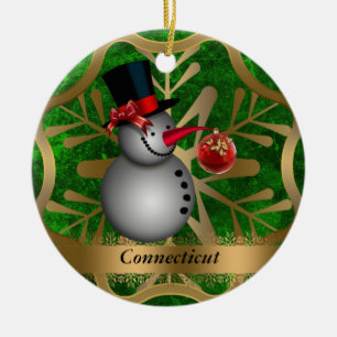コネチカット州クリスマス飾り セラミックオーナメント