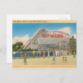 コネチカット州サビンロックのスカイブレザーローラーコースター ポストカード (正面/裏面)