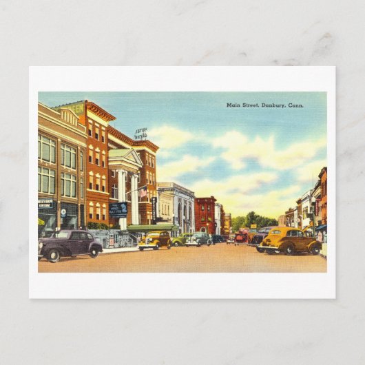 コネチカット州ダンベリーのヴィンテージビュー、 ポストカード (正面)