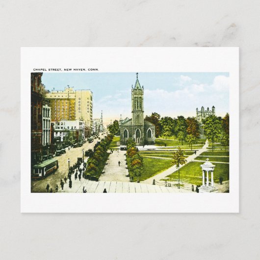 コネチカット州ニューヘブンのチャペル通り シーズンポストカード (正面)