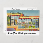 コネチカット州ニューロンドンからの挨拶 ポストカード (正面/裏面)