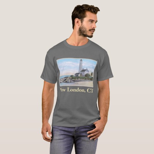コネチカット州ニューロンドンの灯台 Tシャツ (正面フル)