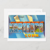 コネチカット州ハートフォードからのヴィンテージの挨拶 ポストカード (正面/裏面)