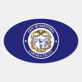 コネチカット州ハートフォード国旗 楕円形シール