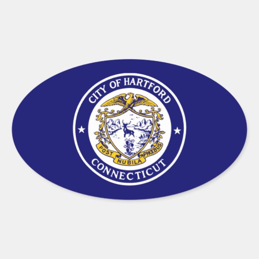 コネチカット州ハートフォード国旗 楕円形シール (正面)