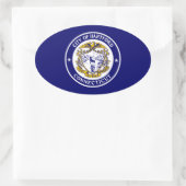 コネチカット州ハートフォード国旗 楕円形シール (バッグ)