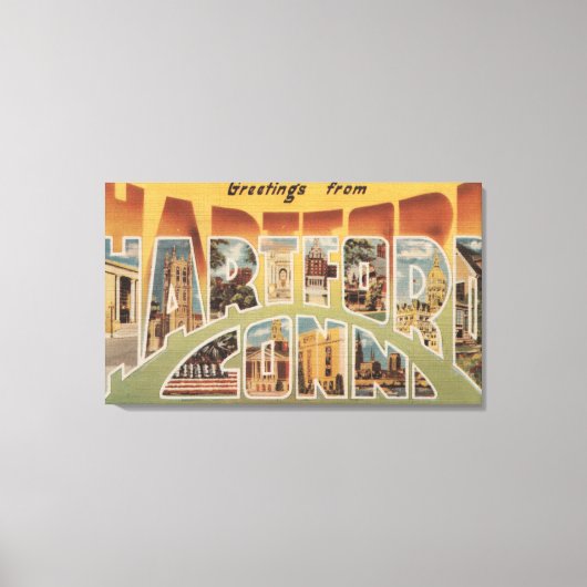 コネチカット州ハートフォード – ラージレターシーン2 キャンバスプリント (正面)