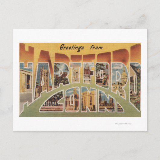 コネチカット州ハートフォード – ラージレターシーン3 ポストカード (正面)