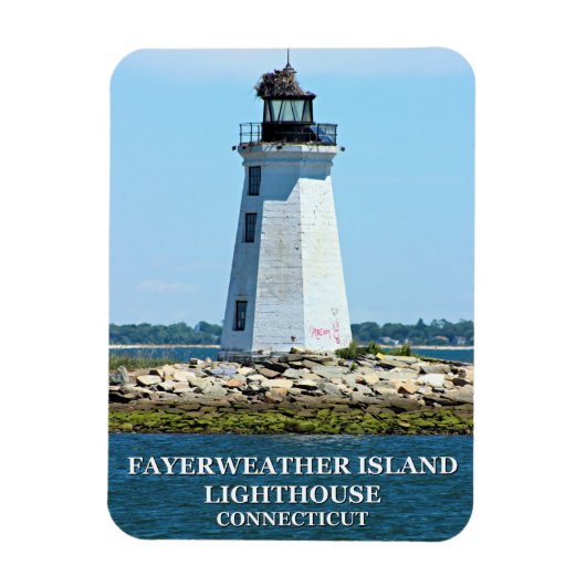 コネチカット州ファイヤーウェザーアイランドライトハウス マグネット (縦)