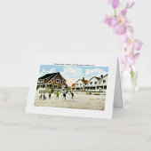 コネチカット州フェアフィールドの海岸に沿ったコテージ 箔グリーティングカード (蘭)