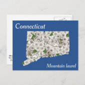 コネチカット州フラワーコラージュマップ ポストカード (正面/裏面)