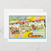 コネチカット州ブリヂポートからのヴィンテージの挨拶 ポストカード (正面/裏面)