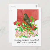 コネチカット州ロビンローレルフラワーからの愛の送信 ポストカード (正面/裏面)