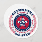 コネチカット州円形タイポグラフィフラットカード (正面/裏面)