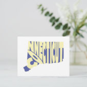 コネチカット州名ワードアートイエロー ポストカード (スタンド正面)