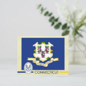 コネチカット州旗とシール ポストカード (スタンド正面)