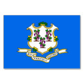 コネチカット州旗と愛国的なテーブルカード テーブルナンバー (裏面)