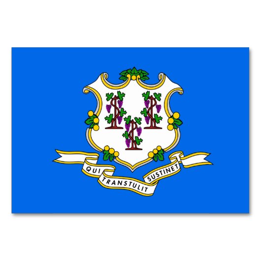 コネチカット州旗と愛国的なテーブルカード テーブルナンバー (裏面)