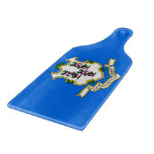 コネチカット州旗を持つガラス製のカッティングボードパドル カッティングボード (角)