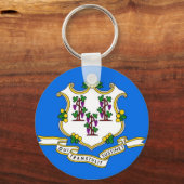 コネチカット州旗を持つキーチェーン州 キーホルダー (正面)