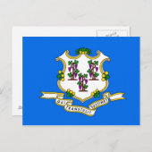 コネチカット州旗を持つハガキ州 – 米国 ポストカード (正面/裏面)