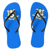 コネチカット州旗を持つ大人のスリムストラップ ビーチサンダル (ソール)
