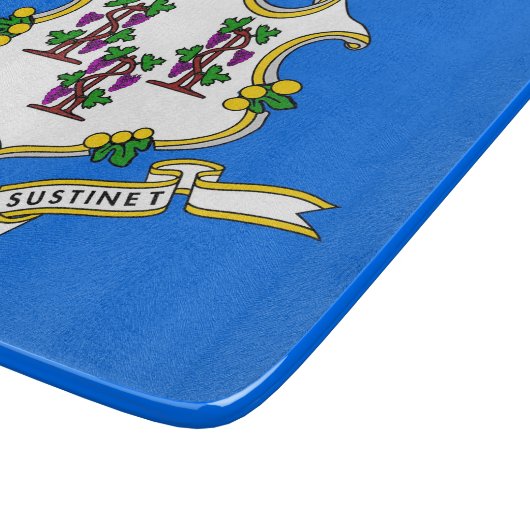 コネチカット州旗を持つ小さなガラス板 カッティングボード (角)