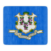 コネチカット州旗を持つ小さなガラス板 カッティングボード (正面)