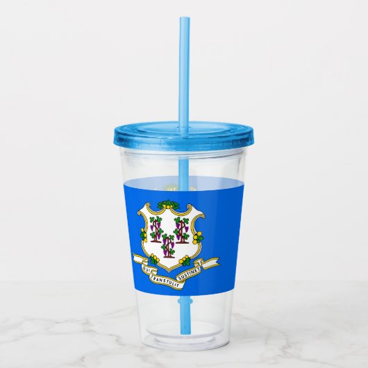 コネチカット州旗を持つ愛国的なアクリルタンブラー アクリルタンブラー (正面)