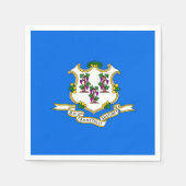 コネチカット州旗を持つ愛国的な紙ナプキン スタンダードカクテルナプキン (正面)