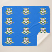 コネチカット州旗を持つ愛国的シェルパ毛布 シェルパブランケット (正面(横))