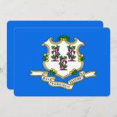 コネチカット州旗を持つ愛国的招待状 招待状 (正面/裏面)