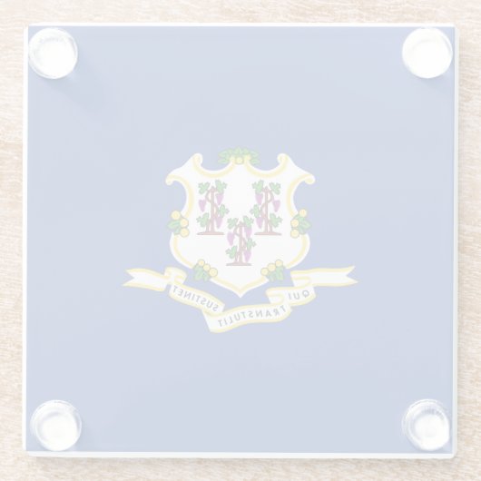 コネチカット州旗デザインデコール ガラスコースター (裏面)