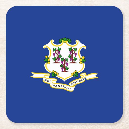 コネチカット州旗デザインデコール スクエアペーパーコースター (正面)