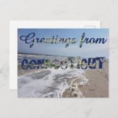 コネチカット州旗ハート ポストカード (正面/裏面)