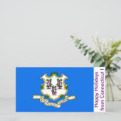 コネチカット州旗、アメリカからのハッピーホリデー シーズンカード (スタンド正面)