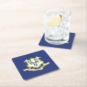 コネチカット州旗 スクエアペーパーコースター (インサイチュ)