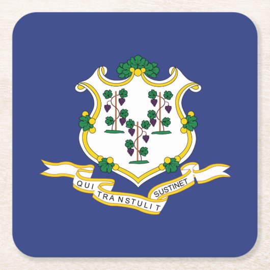 コネチカット州旗 スクエアペーパーコースター (正面)
