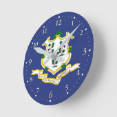 コネチカット州旗 ラウンド壁時計 (傾斜)