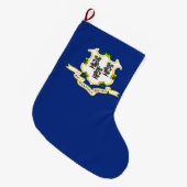 コネチカット州旗 ラージクリスマスストッキング (正面 (吊り時))