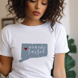コネチカット州生まれ育ち | 編集可能なカラーの州名入り Tシャツ