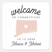 コネチカット州目的地ウェディング任意の色! スクエアシール (正面)
