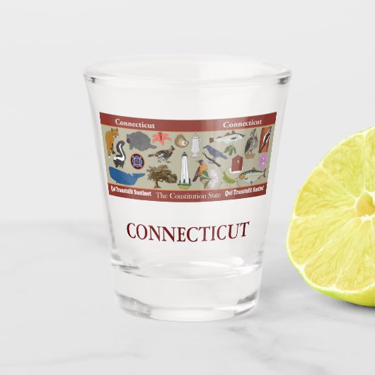 コネチカット州記念撮影ガラス ショットグラス (正面)