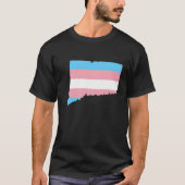 コネチカット州 トランスフラッグ LGBTプライド 応援 リトロ Tシャツ (正面)