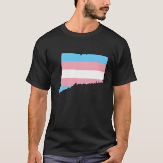 コネチカット州 トランスフラッグ LGBTプライド 応援 リトロ Tシャツ