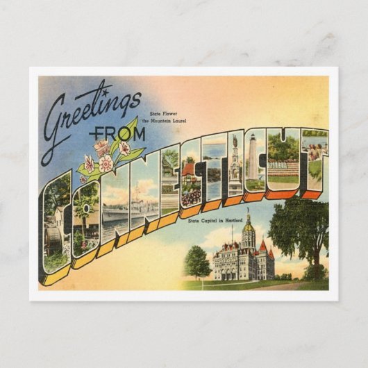 コネチカット州 ヴィンテージからの挨拶 ポストカード (正面)
