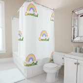 コネチカット州 – 州 – ハートフォードカラフルレインボー シャワーカーテン (インサイチュ)